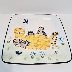 Creatively Yours Kitty Cat Garden Large Serving Platter Folk Art